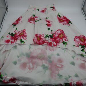 My Michelle Women White Pink Floral High-Low Asymmetrical Skirt Size 3